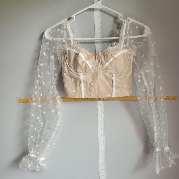 RUNAWAY Tops - Away Beige Polka Dot Top